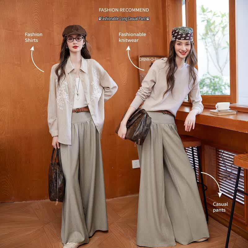 Bailuyu Women s High-Waist Wide-Leg Trousers S