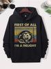 Mens Funny Sarcastic First of Im a Delight Possum Graphic Ed Loose Soft Blend with F T250g Heavyweight Pullover with Pocket Adjust