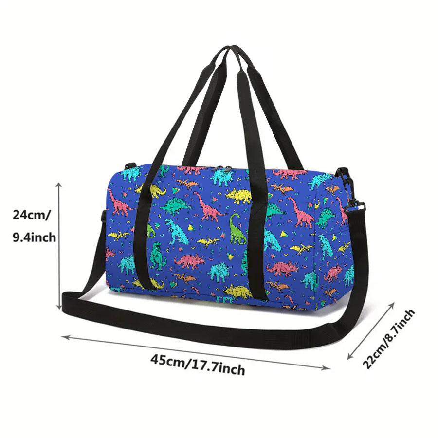 Dinosaur Pattern Large Capacity Luggage Bag for Boy/Girl Best Gift 2D Cartoon Travel Duffels Outdoor Fitness Bag for Children