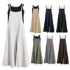 Summer Romper Solid Color Baggy Casual Simple Backless Oversized Square Neck Adjustable Shoulder Strap Wide Leg Summer Jumpsuit Female Clothes