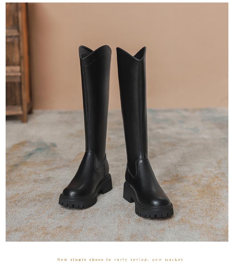 Women's V-Cut Height-Boosting Winter Knee-High Fleece Boots for Petite and Wide Calves