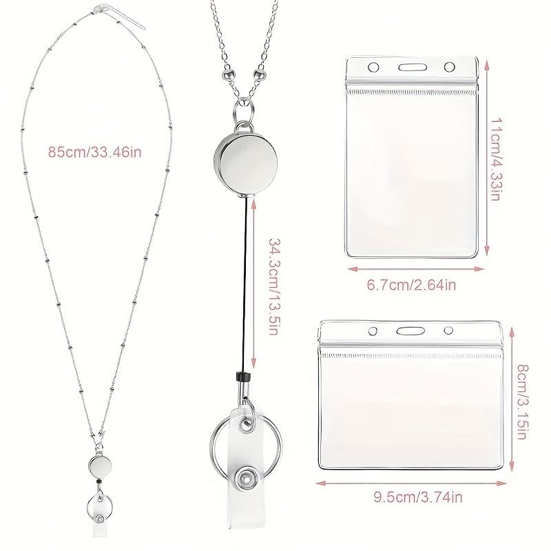 New Ball Bead Necklace Retractable Work Document Lanyard Sweater Chain Key Strap Necklace
