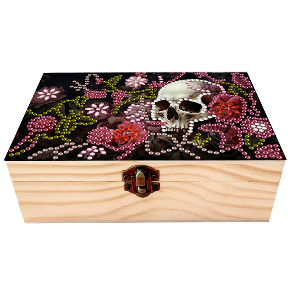 5D DIY Diamond Art Wooden Rhinestones Decorative Storage Box Crystal Storage Case Kit for Home Car Desk Decoration Craft