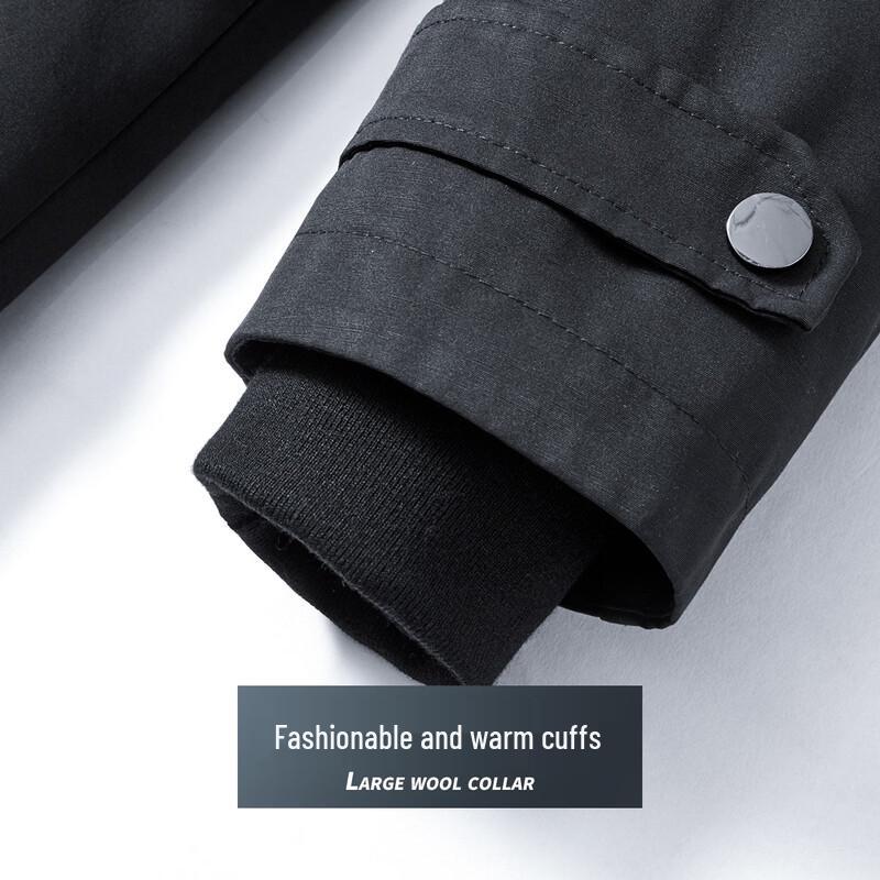 Men's Winter Mid-Length Parka with Fox Fur Collar and Rabbit Fur Down Liner