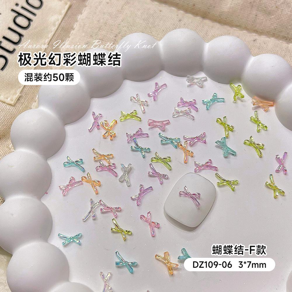 Mixed Butterfly Knot Nail Accessories Internet Celebrity Mini Aurora Illusion 3D Tie DIY