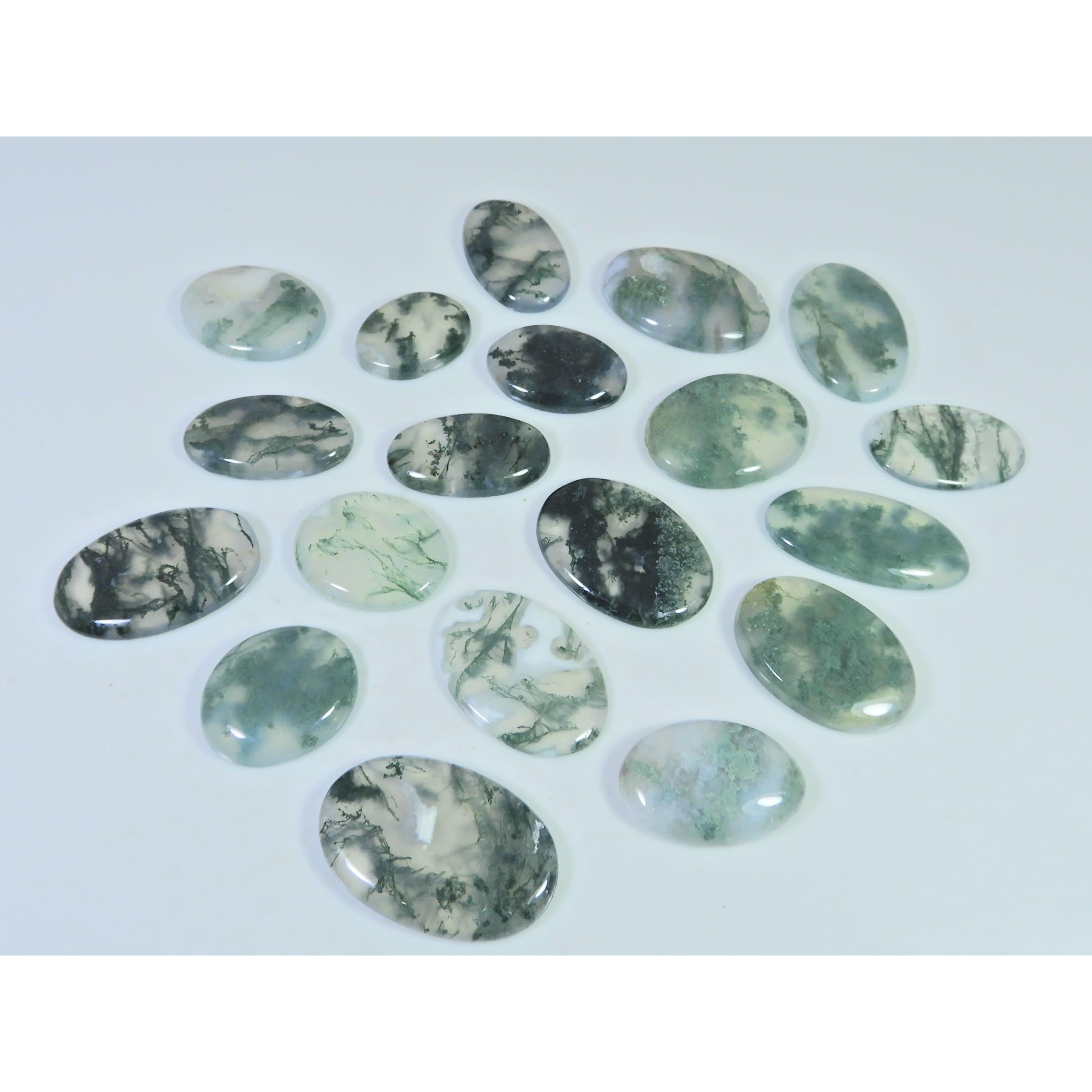 290Cts. Natural Moss Agate Opal Oval Cabachon Loose Gemstone 19 Pcs Lot C-2663