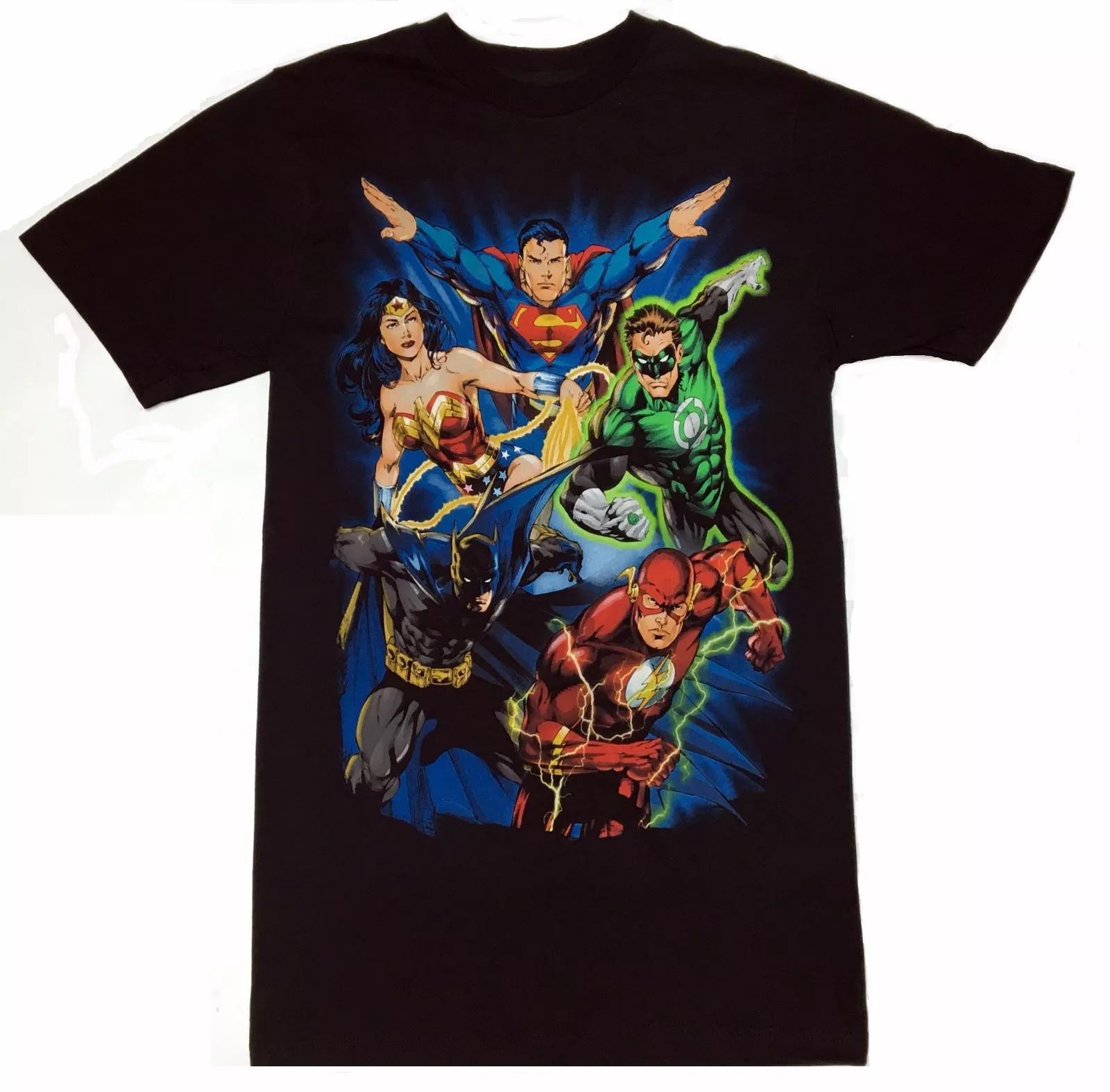 JUSTICE LEAGUE Batman, Superman, Wonder Woman, Flash, Green Lantern T-Shirt NEW 4XL