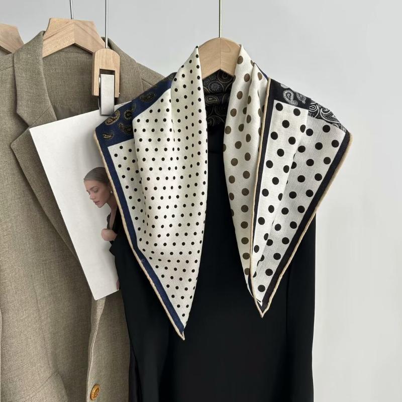 Double-sided Two-color Silk Wool Printed Silk Scarf Women's Tropical Jungle Silk Wool Scarf Light Luxury High-end Versatile Shawl