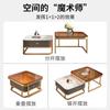 Modern Multi-Function Leather Coffee Table Smart Wireless Charging Tea Table with USB Port Living Room Glass Storage Table