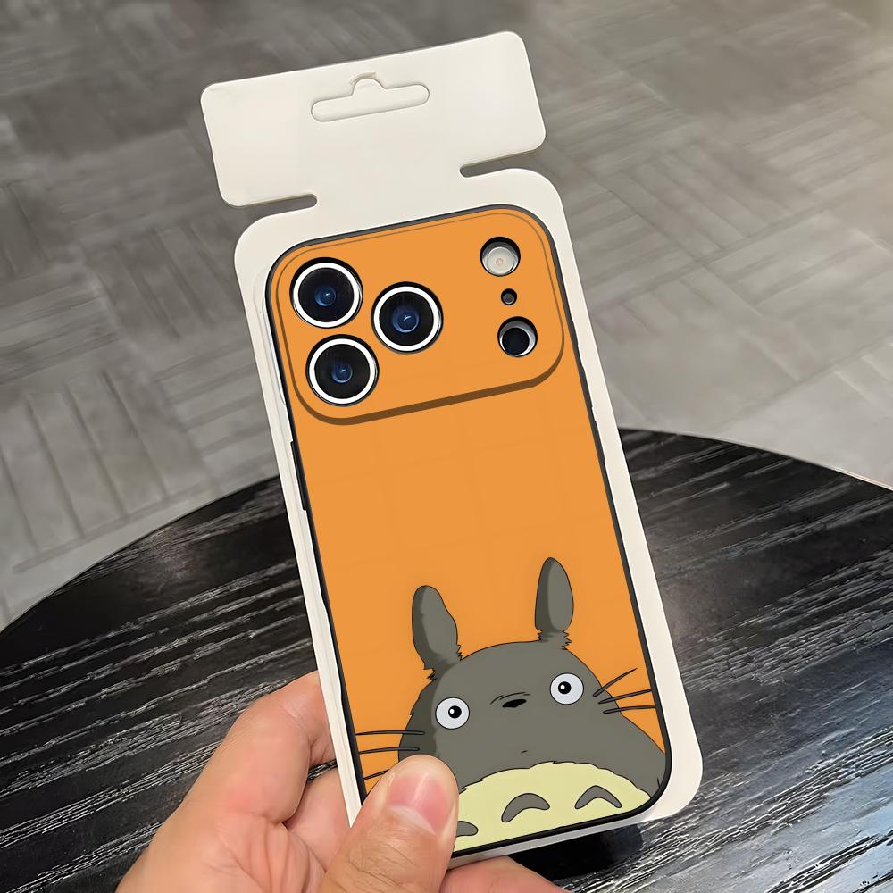 Cartoon T-Totoros Phone Case For IPhone 17 Air 16 E Pro Max 15 14 13 Mini 12 Pro 11 Max Plus Black Soft Shell