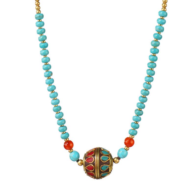 Vintage Tibetan Nepalese Bead Necklace Woven Collarbone Chain Women's Summer Simple Neck Chain Accessories