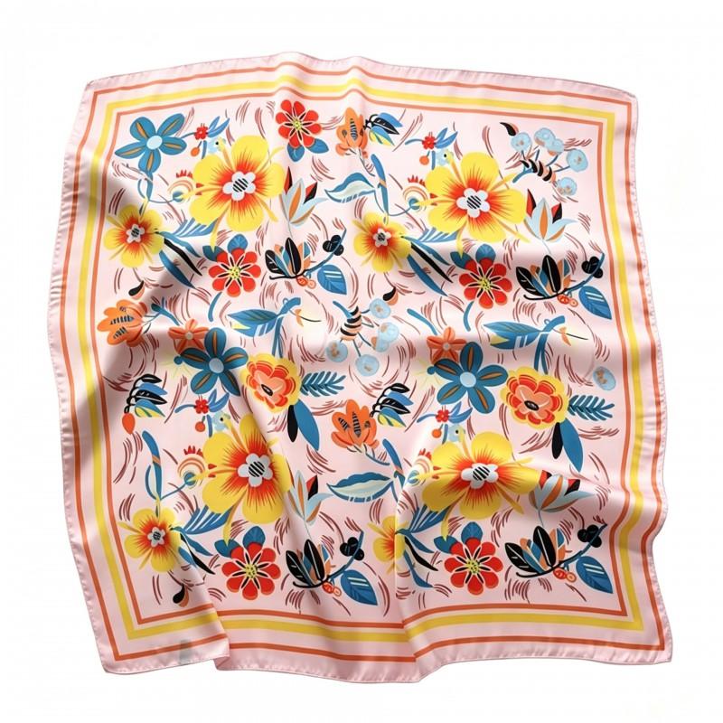 70x70cm Nylon Square Scarf Women Vintage Print Lightweight Accessory Office Casual Hair Styling