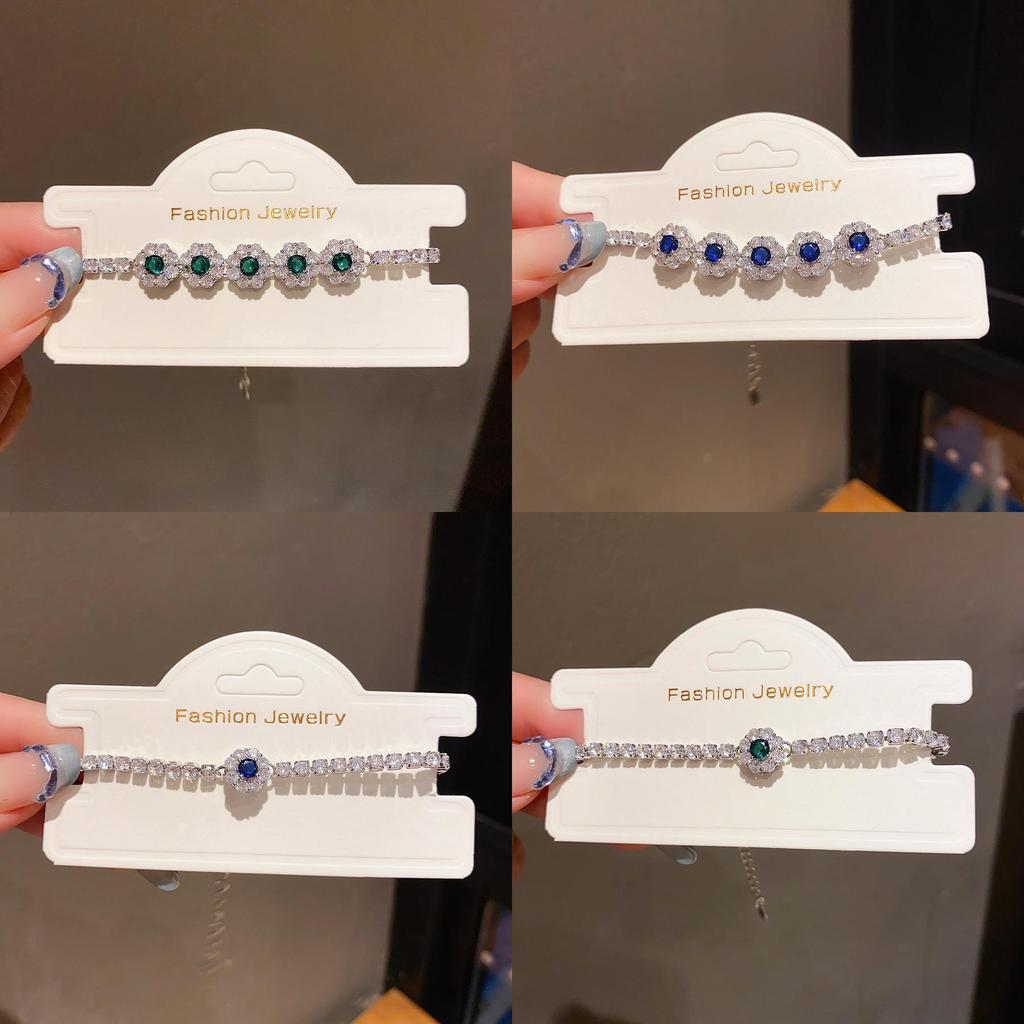 Floral Zirconia Pendant Bracelet For Women Elegant Summer Jewelry Gift For Ladies