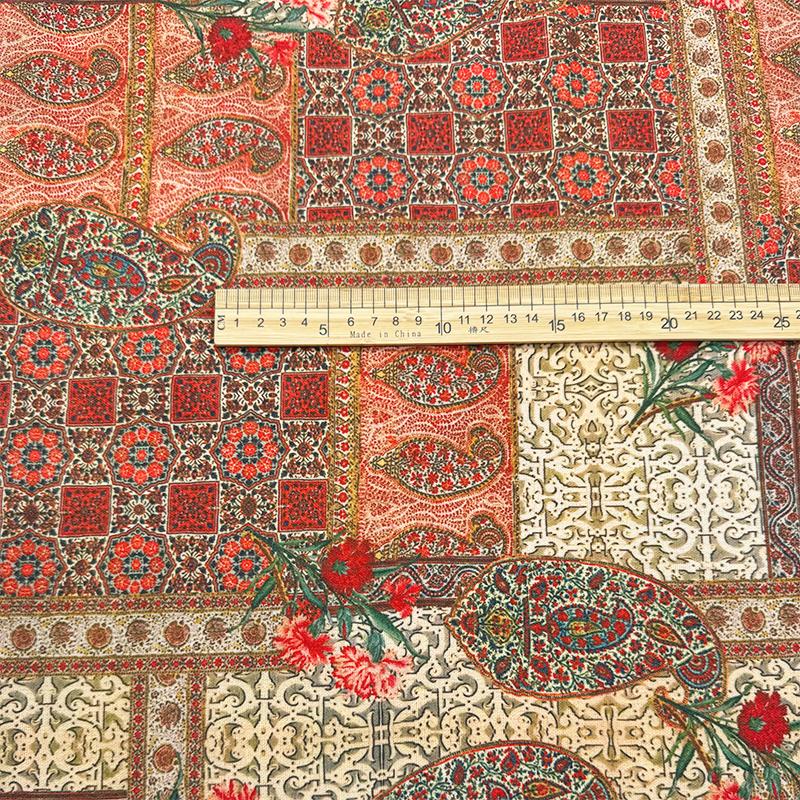 Encrypt Cotton Linen Persian Style Printed Fabric for Background Decoration Tablecloths Curtains Sofa Covers DIY Sewing Fabrics