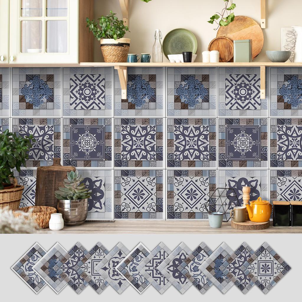 12 Self-adhesive Kitchen Waterproof and Oil-proof Wall Stickers, Bathroom Wall Decoration Renovation, Beautification Strong Wallpaper Stickers