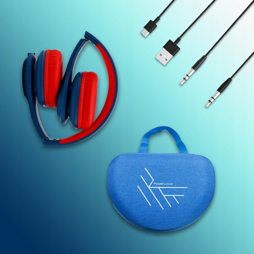 PowerLocus PLED BlueRed Wireless Bluetooth Headphones FOR KIDS with LED