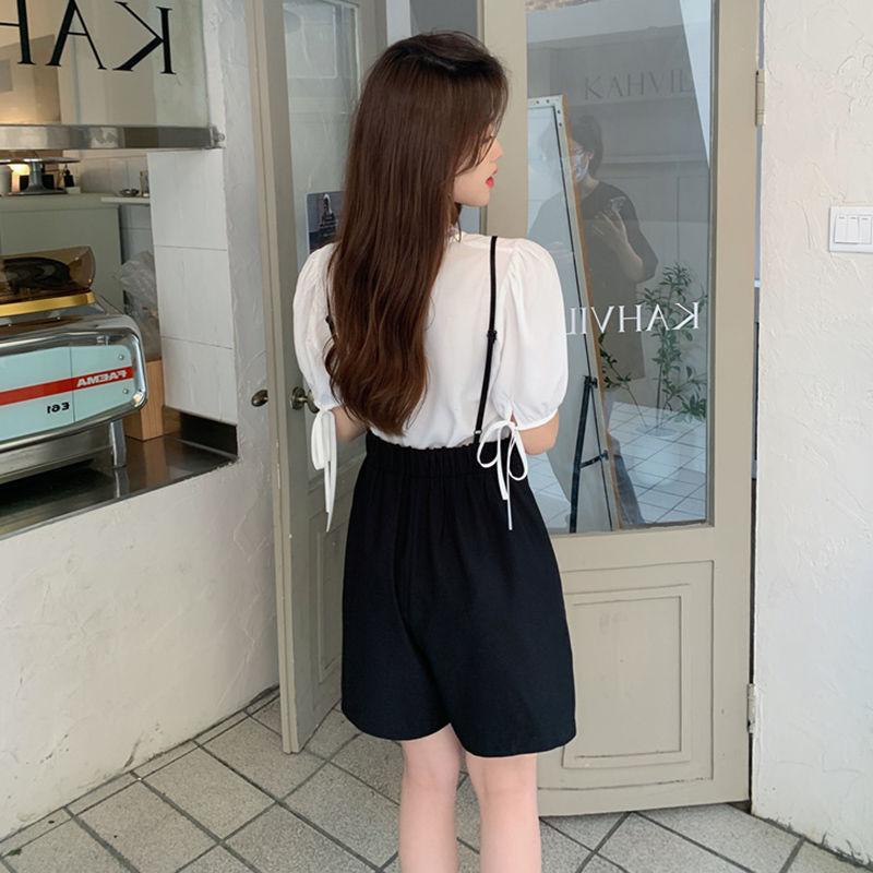 2026 strap jumpsuit women's summer new foreign style shirt fashionable and thin high-end design two-piece suit trendy