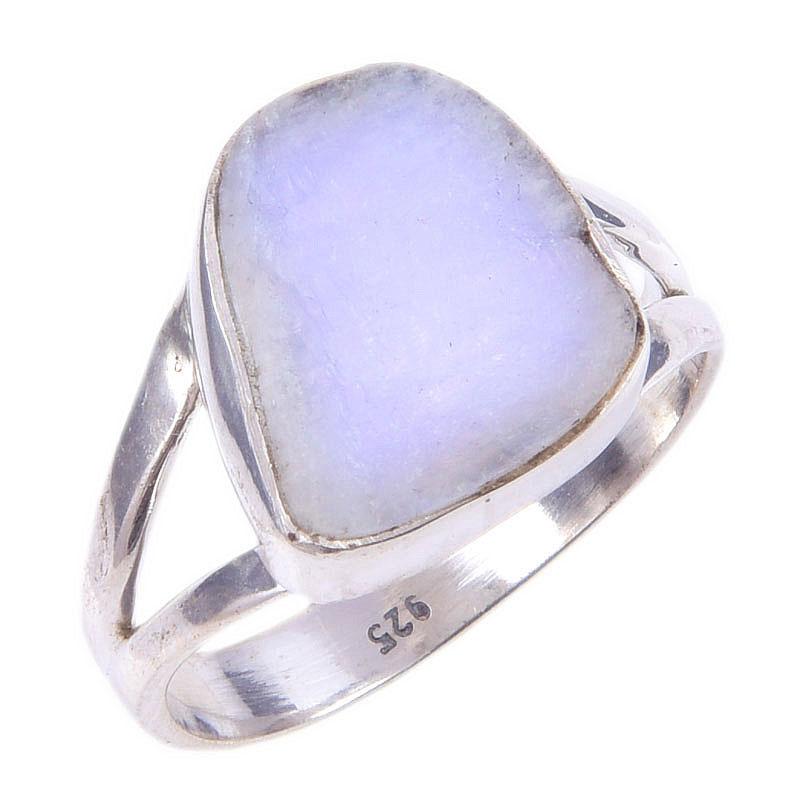 Natural Rainbow Moonstone Gemstone Handmade 925 Solid Silver Ring Size 7 P5V62