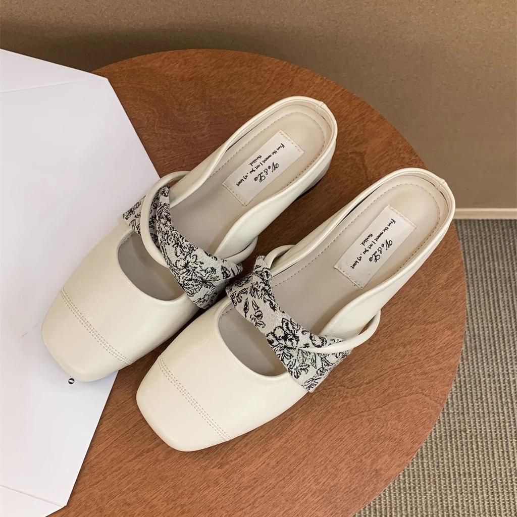 Inner heightening bag head half slippers women wear new spring and summer new French fairy platform Mary Jane slope heel single shoes