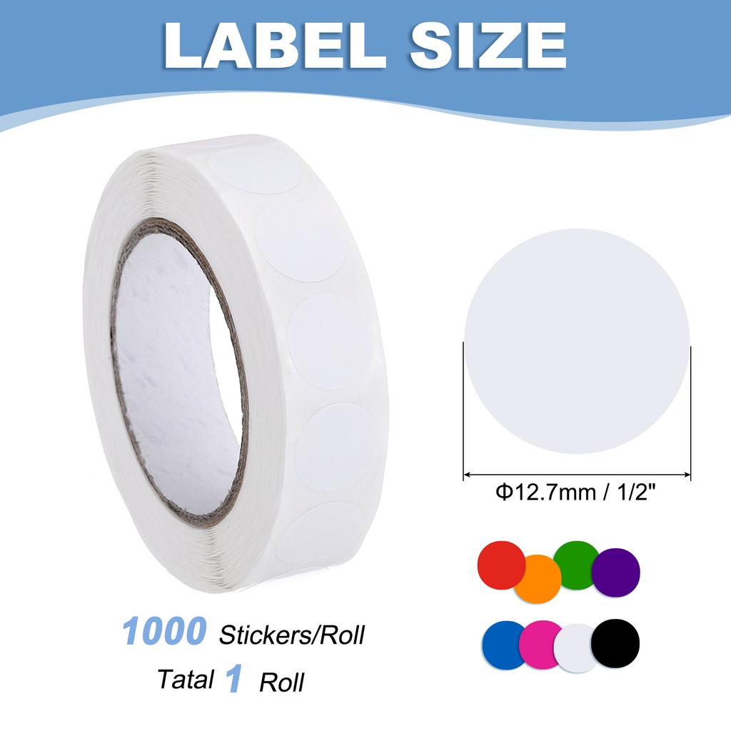 1000Pcs Colored Dot Stickers Color Coding Labels Blank Circle Stickers Adhesive Round Price Stickers for Office 12.7mm 19mm 25mm