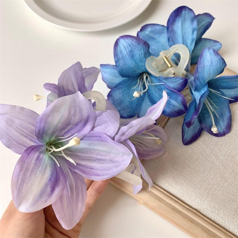 Ponytail Clip Calla Hair Clip Bohemia Barrettes Big Hair Claw Lilium Flower Hair Claw  Daily