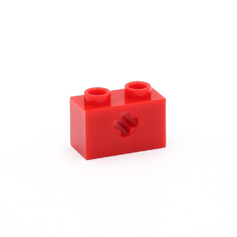 Non-Toxic 120Pcs Technology 32064 Brick 1X2 With Axle Hole Thick Model Building Blocks Compatible Accessories Parts Mechanical Science