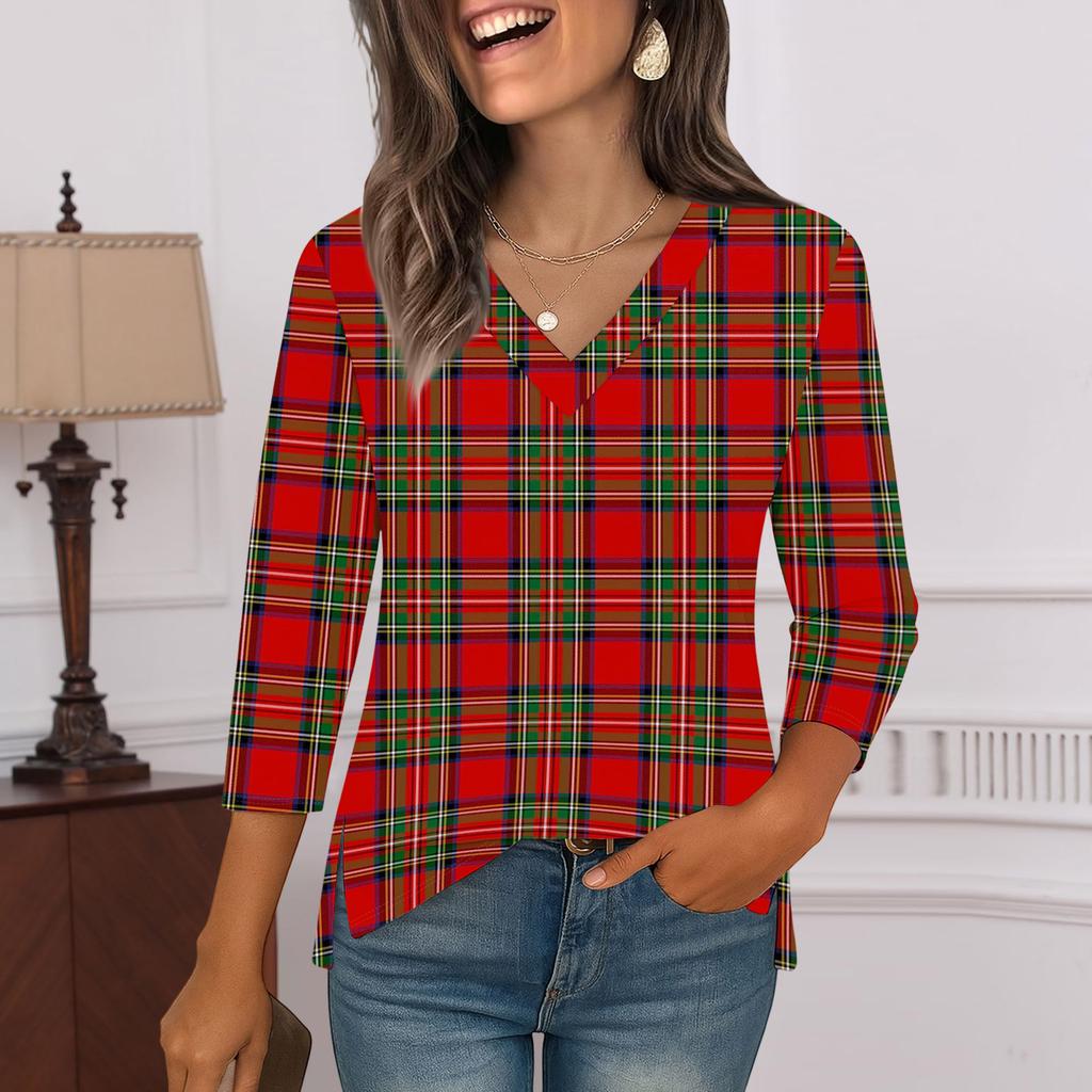 3/4 Sleeve Shirts For Women Print Graphic Tees Blouses Casual Plus Size Basic Tops Pullover