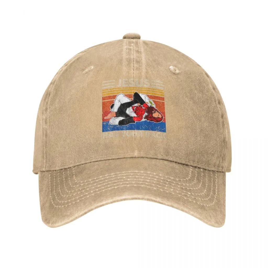 Fashion Ponytail Baseball Cap Cowboy Hats Bone Jesus Has Your Back Cap BJJ MMA Jiu Jitsu Washed Washed Casquette Vintage