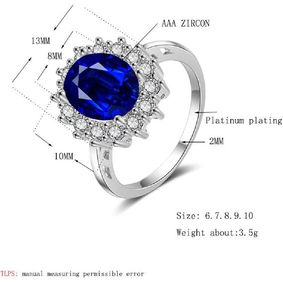 Princess Diana Kate Middleton Class Gemstone Birthstone Sapphire Red Halo AAA Cubic Zirconia Statement Engagement Rings for Women, Anniversary 925