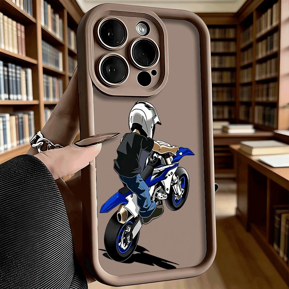Rider on Blue Dirt Bike Shockproof Soft Phone Case For Xiaomi Redmi Note 15 14 13 12 11 10 9 8 Pro Anti-Slip Anti-Fall Cover