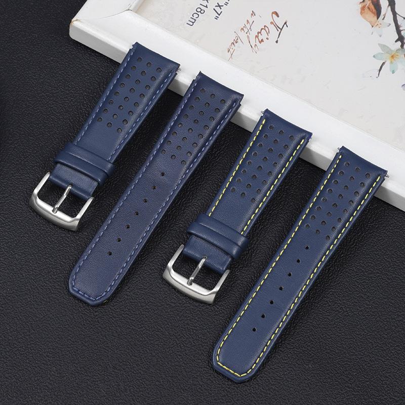For CITIZEN Blue Angel Men Radio Wave Watch AT8020-54L/8020-03L/JY8078 Curved End Genuine Leather Watchband Bracelet Strap
