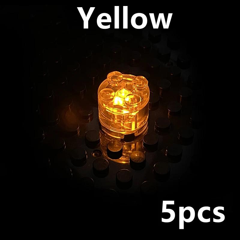 LED Light 5Pcs Brick Round 2x2 Dot Flash Color Light Emitting Classic Accessories Compatible Leduo Construction Building Blocks
