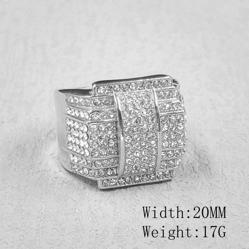 

Hip hop Fu ll rhinestone Gold silver color Ring for Men s Glamour Hip Hop Punk Ring 8