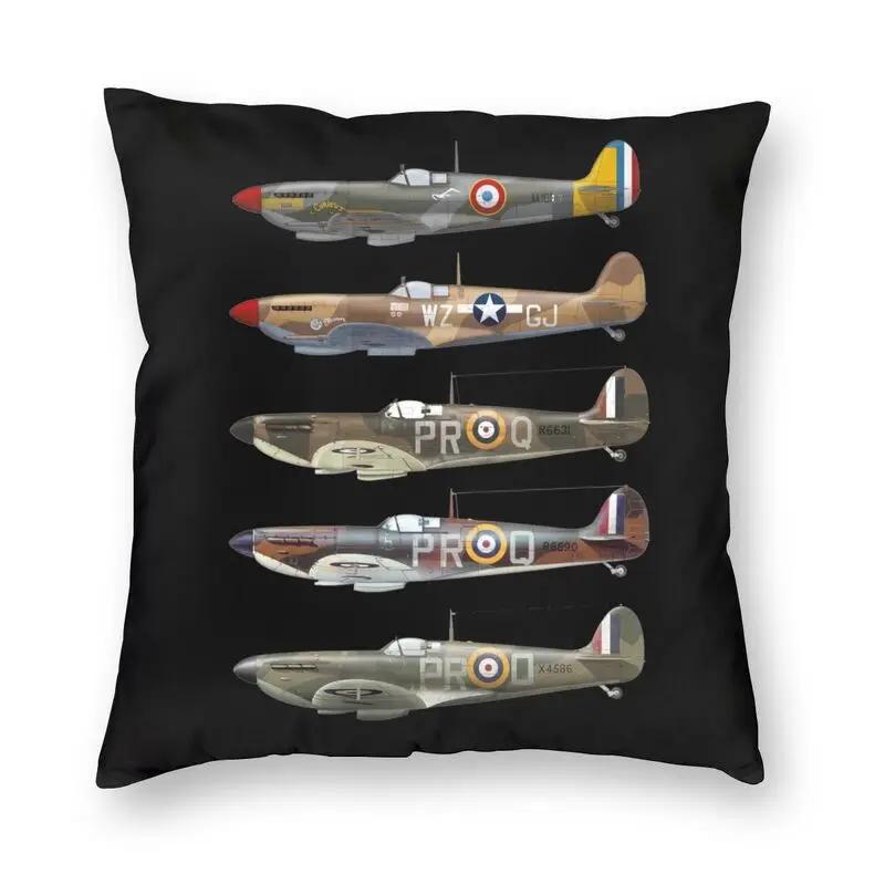 Supermarine Spitfire Povlak na polštář RAF Warbird Vojenský Letadlo Letadlo WW2 Pohovka Potah na polštář Domácí dekorace Sametový povlak na polštář