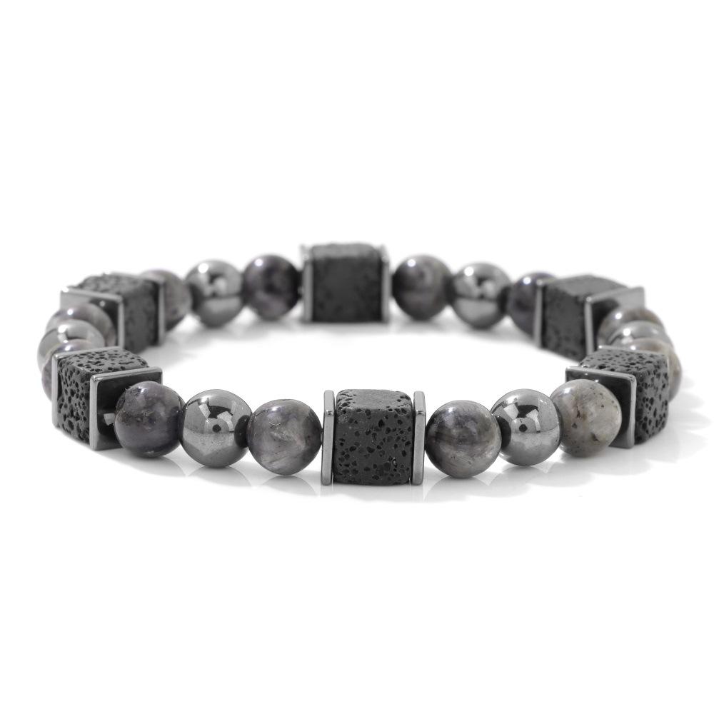 1 шт. 8 мм Натуральный тигровый глаз Эластичный браслет для мужчин, Квадратный вулканический камень Черный желчный камень Браслет из бусин, Модные украшения