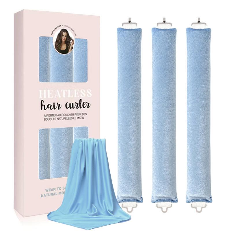 No-heat curling iron lazy sleep big wave belt 70cm silk scarf double hook type 3cm