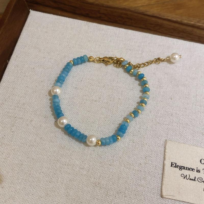 Aquamarine Fresh Zircon Flower Crystal Beaded Bracelet Light Luxury Premium Bracelet Bracelet Exquisite Niche Jewelry