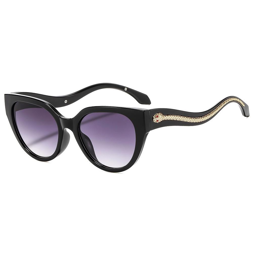 New Retro Cat Eye Fashion Women Sunglasses  Luxury Brand Snake Pattern Inlay Temple Design Punk Trend Men Uv400