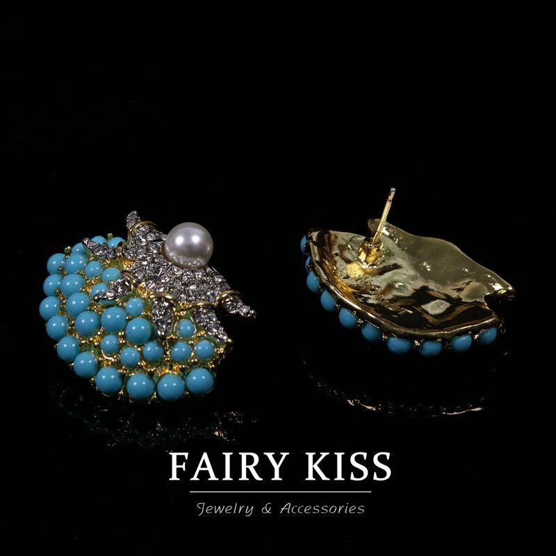 Retro Return Seestern Glasperle Jelly Harz Ohrringe Galvanisiertes Echtgold Personalisiertes Design Leichter Luxus Temperament Ohrringe