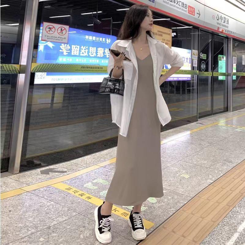 

2025 Women s Stylish Split Strap Summer Dress Set - Two-Piece Skirt for Petite Heights S