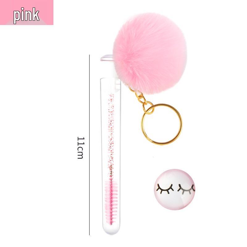 Gold Buckle Pompom Eyelash & Eyebrow Brush with Crystal Rod and Rabbit Ear Comb