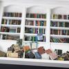 Mini Library Anti-Anxiety Bookshelf Wooden Miniature Ornament Stress Relief Shake Away Your Anxiety Gifts For Friends Dollhouse