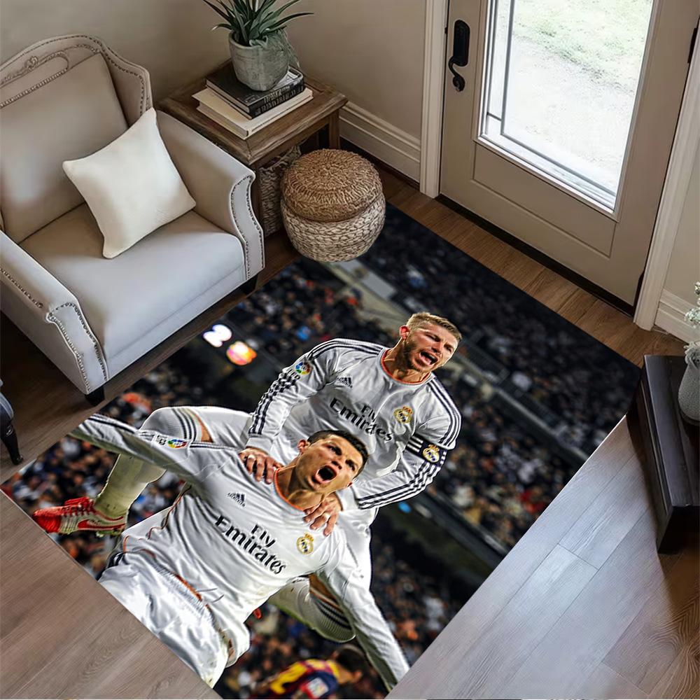 Cristiano Ronaldo Soccer Action Floor Mat Suitable for Dormitory Dining Room Living Rooms Study Room Anti-slip Rug Office Home Decor Best for Christma