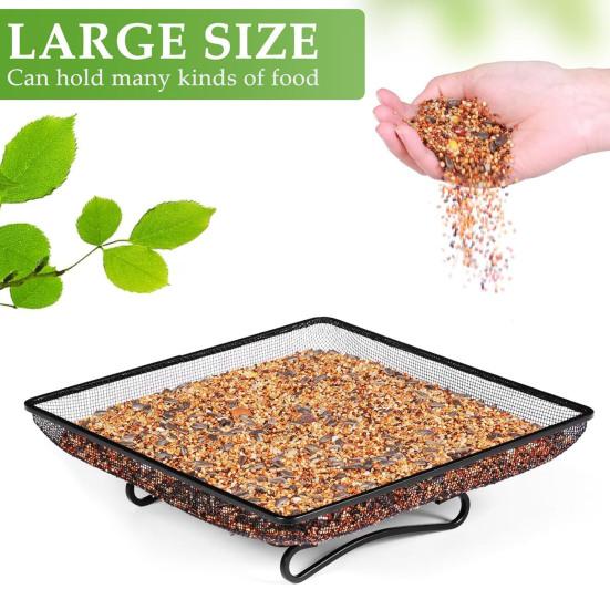 Metal Square Birds Feeder Tray Wild Birds Seeds Feeding Mesh Tray Outdoor Hummingbird Feeder Station for Outside Backyard