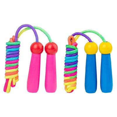 Wood Handle Jump Rope Skipping Kids 2.4m Adjustable Rope Skipping Fitness Rope