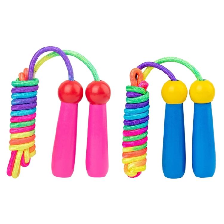 Jump Rope, Cotton Kid Jump Rope with Wood Handle Adjustable Length Skipping Rope