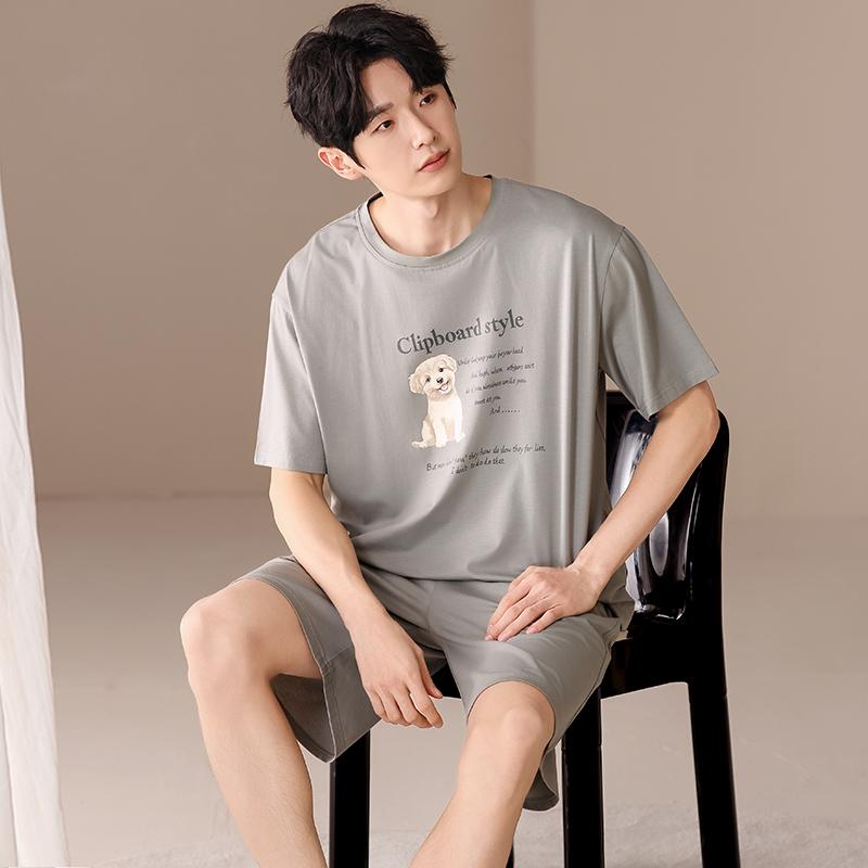 Summer Men's Pajamas Set Casual Loose MODAL COTTON Sleepwear Loungewear Students Two-Piece Sets Cartoon Youth Nightwear Homewear
