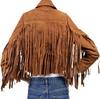 Handmade Suede Leather Fringe Women's 100% Brown Cropped Lambskin Jacket Stylish
