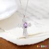 S925 Pure Silver All Diamond Cross Necklace for Women, Silver Inlaid with Natural Color Treasure, Fashionable and Versatile Gift