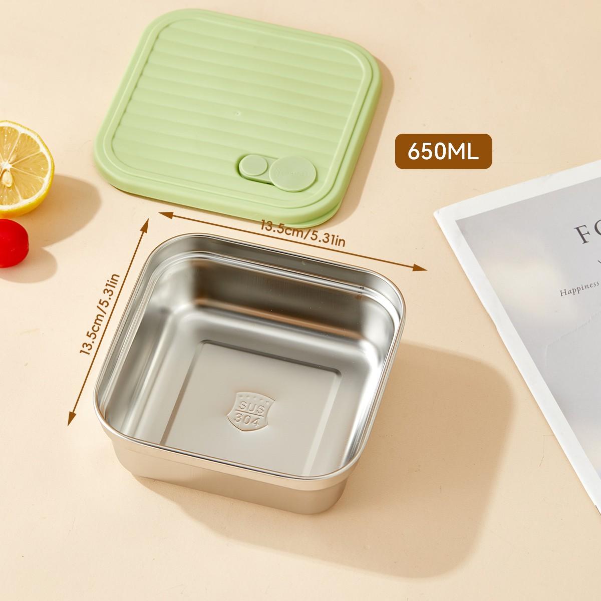 

304 Stainless Steel Lunch Box For Kids Students Portable Fruit Salad Bento Box Leak-proof Food Storage Container Microwave Safe
